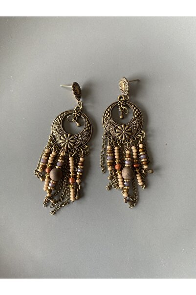 delay art Otantik Büyük Küpe El Yapımı Boncuklu Uzun Etnik Bohem Küpe Bijuteri Takı Earrings Jewelry