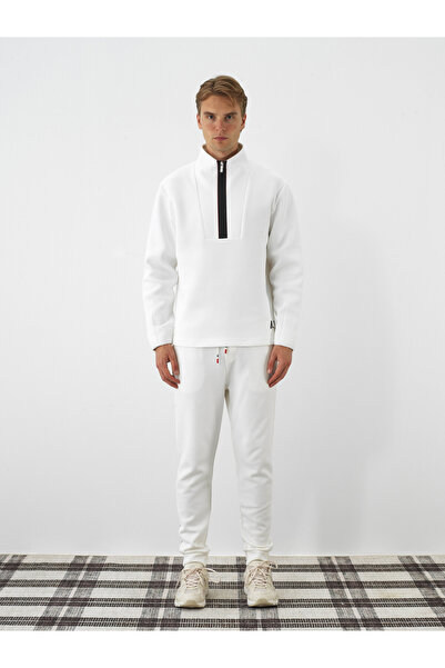 Xint Erkek Ekru Pamuk Dokulu Regular Fit Sweatshirt