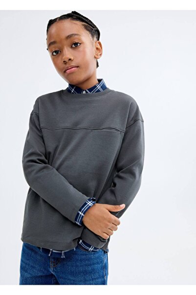 MANGO Kids T-Shirt with Pocket and Stitching Details