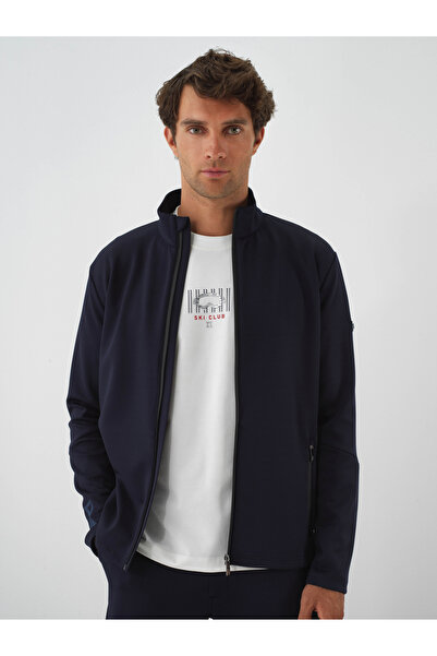 Xint Erkek Lacivert Esnek Dokulu Regular Fit Sweatmont