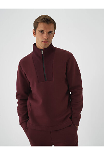 Xint Erkek Bordo Pamuk Dokulu Regular Fit Sweatshirt