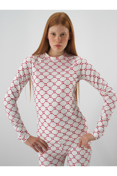 Xint Kadın Ekru Esnek Dokulu Slim Fit Uzun Kollu Tişört