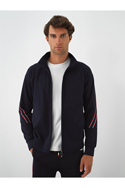 Xint Erkek Lacivert Esnek Dokulu Regular Fit Sweatmont