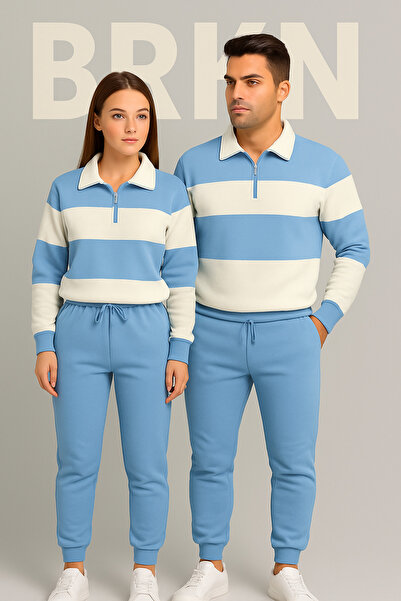 BRLKN Новий сезон UNISEX товстий смугастий бавовняний спортивний костюм з бавовни на блискавці 3 нитки