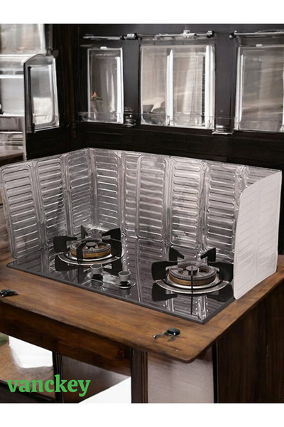 VANCKEY Oil Splash-Proof Stove Back Protector, New Model Plug/Slide White 84X32.5 cm