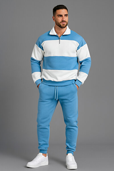 BRLKN Новий сезон UNISEX товстий смугастий бавовняний спортивний костюм з бавовни на блискавці 3 нитки