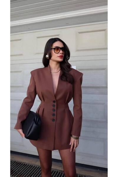 Miss Beyoğlu NEW Tasarım Aria Slim Fit Blazer Ceket Elbise Ve Mini Etek Alt Üst Takım