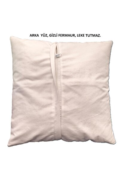 Ahsen Dekoratif Embroidery Patterned Flower Themed Digital Print Luxury Velvet 4-Piece Throw Pillow Cover Set...