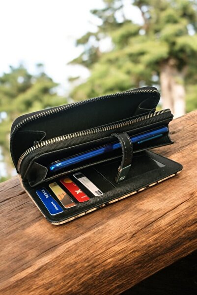 Classbag Kadın Leopar Desenli Telefon Bölmeli Cüzdan