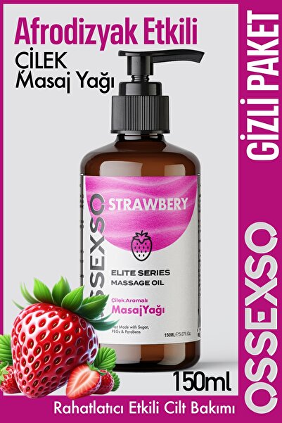 OSSEXSO Yenilebilir Doğal Çilekli Afro-Dizyak Etkili Aromaterapi Masaj Yağı 150ml - Özel Kutu Gizli Paketle