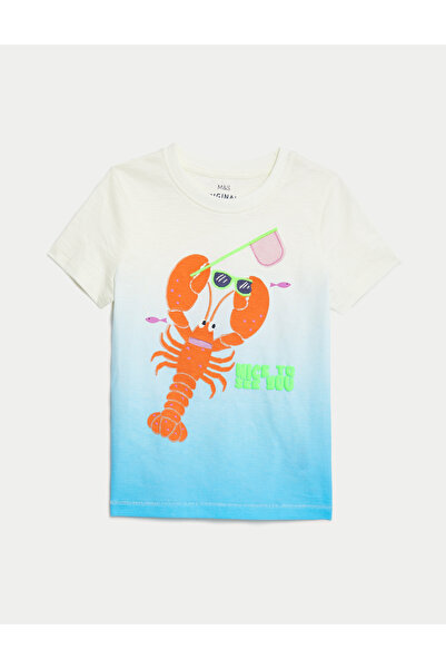 Marks & Spencer Saf Pamuklu Kısa Kollu Desenli T-Shirt (2-8 Yaş)