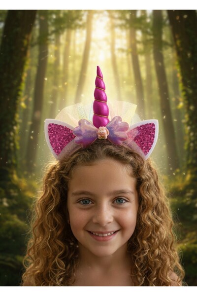 in steilla Renkli Boynuzlu Kulaklı Unicorn Taç Tokası..