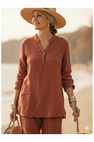 Namaste Vintage Muslin Set of Taba Color Shirt and Pants