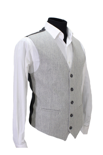 MENTOR REGALO Чоловічий жилет з V-подібним коміром, відкритий, сірий, у смужку 50477