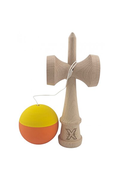 Bibilel Kids Kendama X Original, Professional, Bibilel Kids, Wooden, Rubber Grip, 18 cm, Yellow/Orange