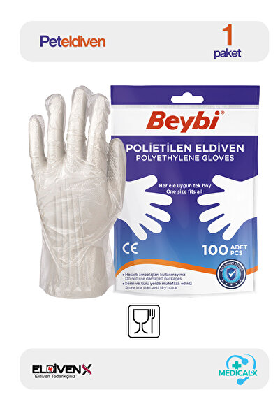 Beybi Tek Kullanımlık Şeffaf Eldiven 100 Adet