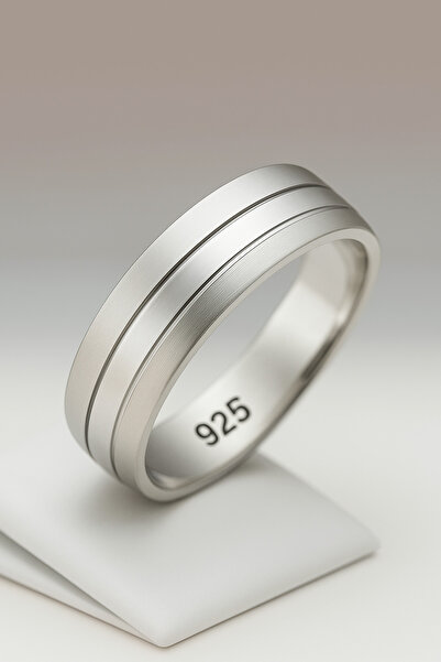 deren gümüş 5mm Şerit Detaylı Erkek Gümüş Alyans Kararma Yapmaz 925 ayar