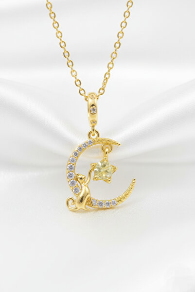 özgül takı ve tasarım قلادة نسائية من الفولاذ المقاوم للصدأ بلون ذهبي مع تصمي...