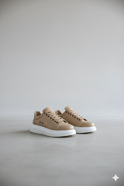 Rainon Store Thick High Sole Cream Lace-Up Men's Sports Shoes