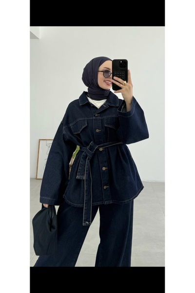 MissPul Σετ τζιν παντελόνι με πουκάμισο με κορδόνια