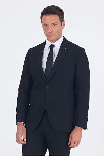İmza Black Plain Gabardine Mono Collar 2 Buttons 6 Drop Comfort Fit Basic Suit 1001250010_001