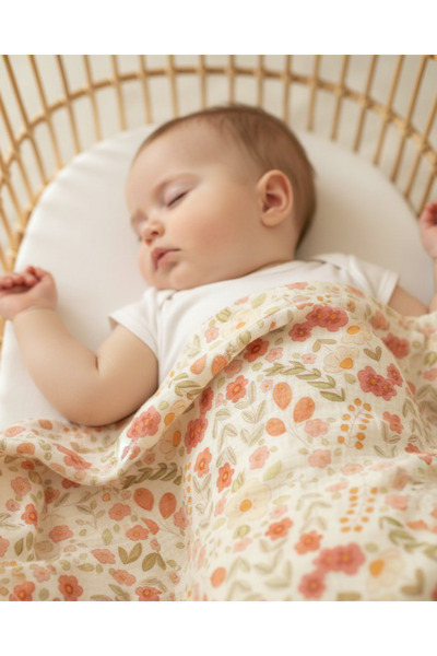 Zezig Watercolor Flowers Muslin Blanket