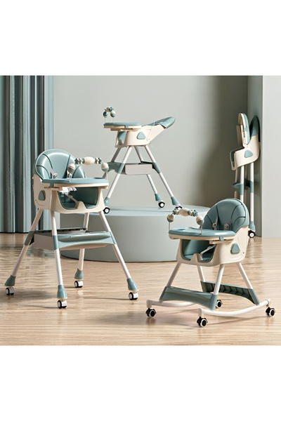 Toyska Baby and Child Dining Chair, Adjustable Backrest, Rocking Chair, Turquoise