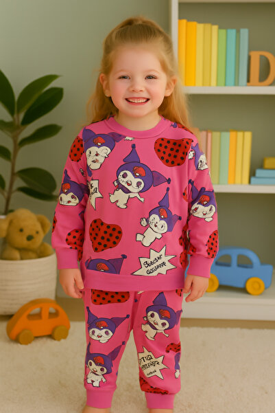 Arya Nisa Kids Set de pijamale cu mânecă lungă pentru fete, cu două fire, roz...