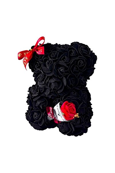 velve Ursulet floral din trandafiri spuma si buchet decorat manual, cu mesaj,...