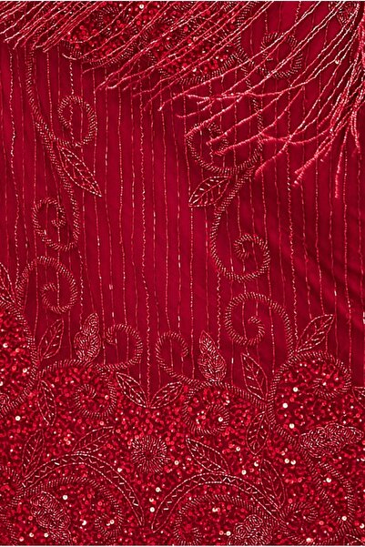 GATSBYLADY LONDON Ethel Maxi Fringe Gown in Red