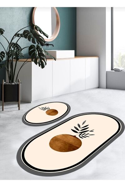 Ardizayn سجادة حمام دائرية بقاعدة منسوجة من القطن من بريتوريا (60X100-60X40) ...