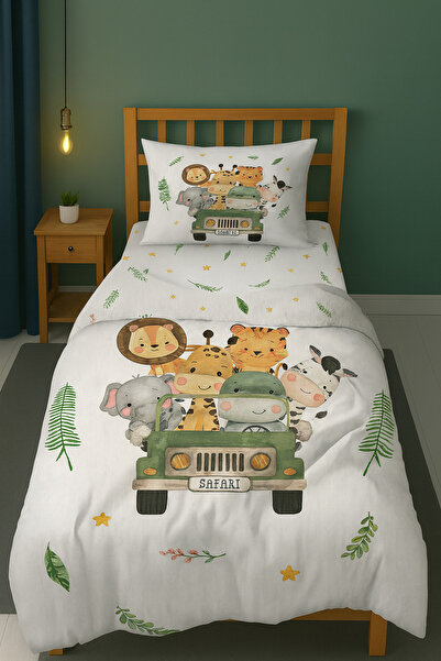 Bebişim Halı Safari Cute Animals Kids Room Duvet Cover Set