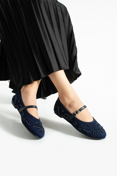 Bufu Milan Kadın Çiçek Desen Babet , Sucuba İnci Detay Babet