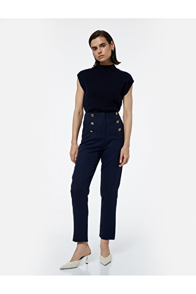 Koton Slim Fit Düğmeli Yüksek Bel Cigarette Kumaş Pantolon