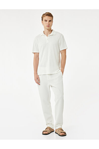 Koton Waffle Textured Pocket Detailed Hooked Slim Fit Trousers