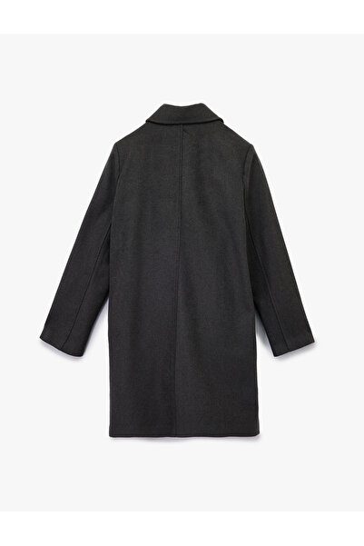 Koton Buttoned Long Sleeve Classic Collar Pocket Detailed Cashmere Coat
