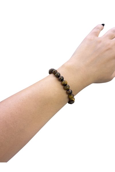 Smyrna Tiger Eye Natural Stone Bracelet, Certified Natural Stone, Adjustable Elastic Bracelet