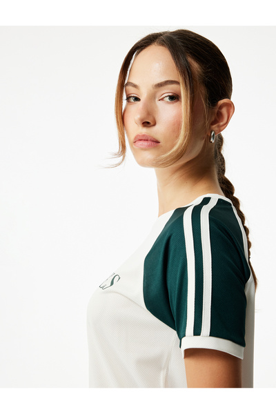 Koton Short Sleeve Crew Neck Printed Oversize Sports T-Shirt