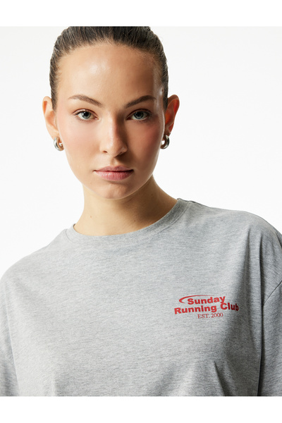 Koton Oversize Short Sleeve Crew Neck Printed Sports T-Shirt