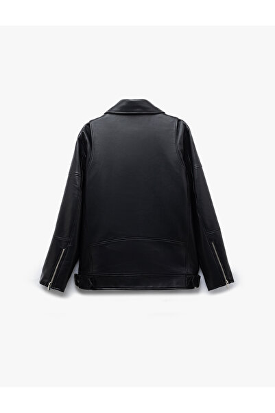 Koton Jachetă motociclistă din piele artificială cu mâneci lungi și buzunar cu fermoar