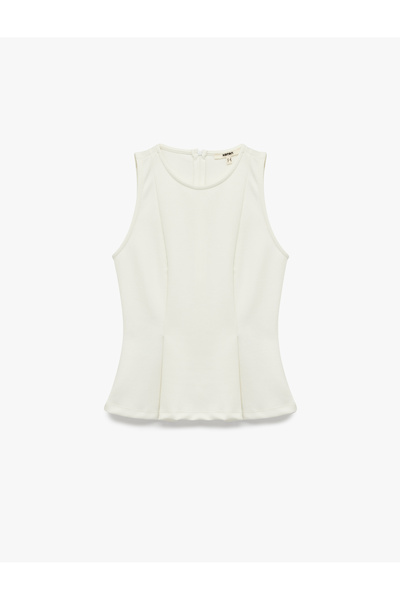 Koton Slim Fit Crew Neck Sleeveless Peplum Blouse