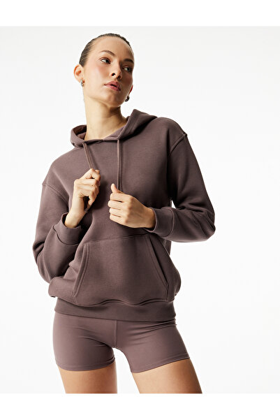 Koton Hanorac sport supradimensionat cu glugă și mânecă lungă, cu buzunar cangur