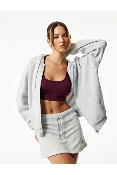 Koton Φούτερ με φερμουάρ, μακρυμάνικο, αθλητικό φούτερ με τσέπη καγκουρό