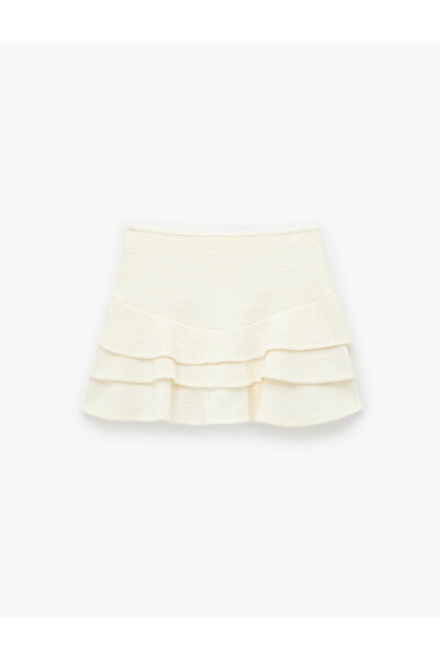Koton Slim Fit Layered Detailed Ruffled Mini Skirt