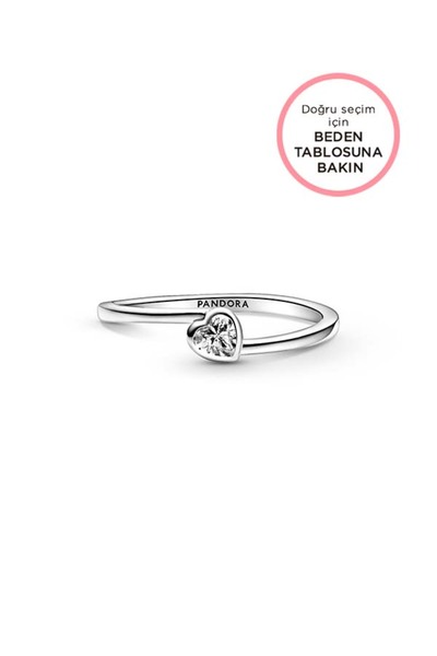 Pandora Eğik Kalpli Tektaş Yüzük