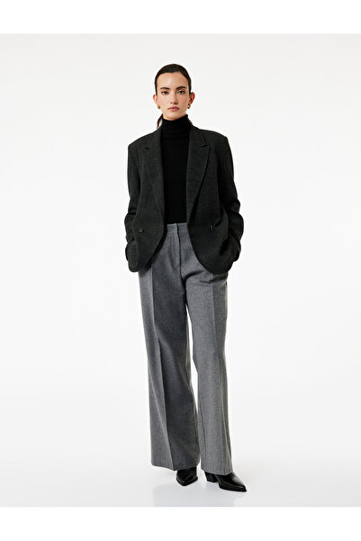 Koton Cepli Düz Geniş Paça Pileli Kumaş Pantolon