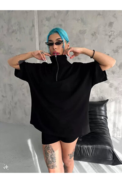 ARONA Mdb Unisex Half Zip Basic Thirt Black