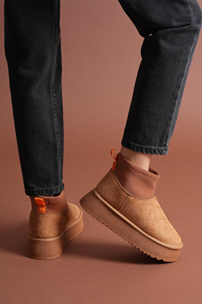 MERETTO By Akıl kadın stres mini kalın taban içi full kürklü bot