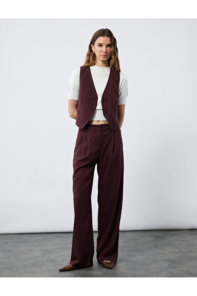 Koton Cepli Pile Detaylı Geniş Paça Kumaş Palazzo Pantolon