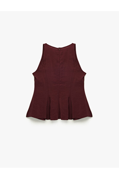 Koton Slim Fit Sleeveless Crew Neck Modal Fabric Peplum Blouse